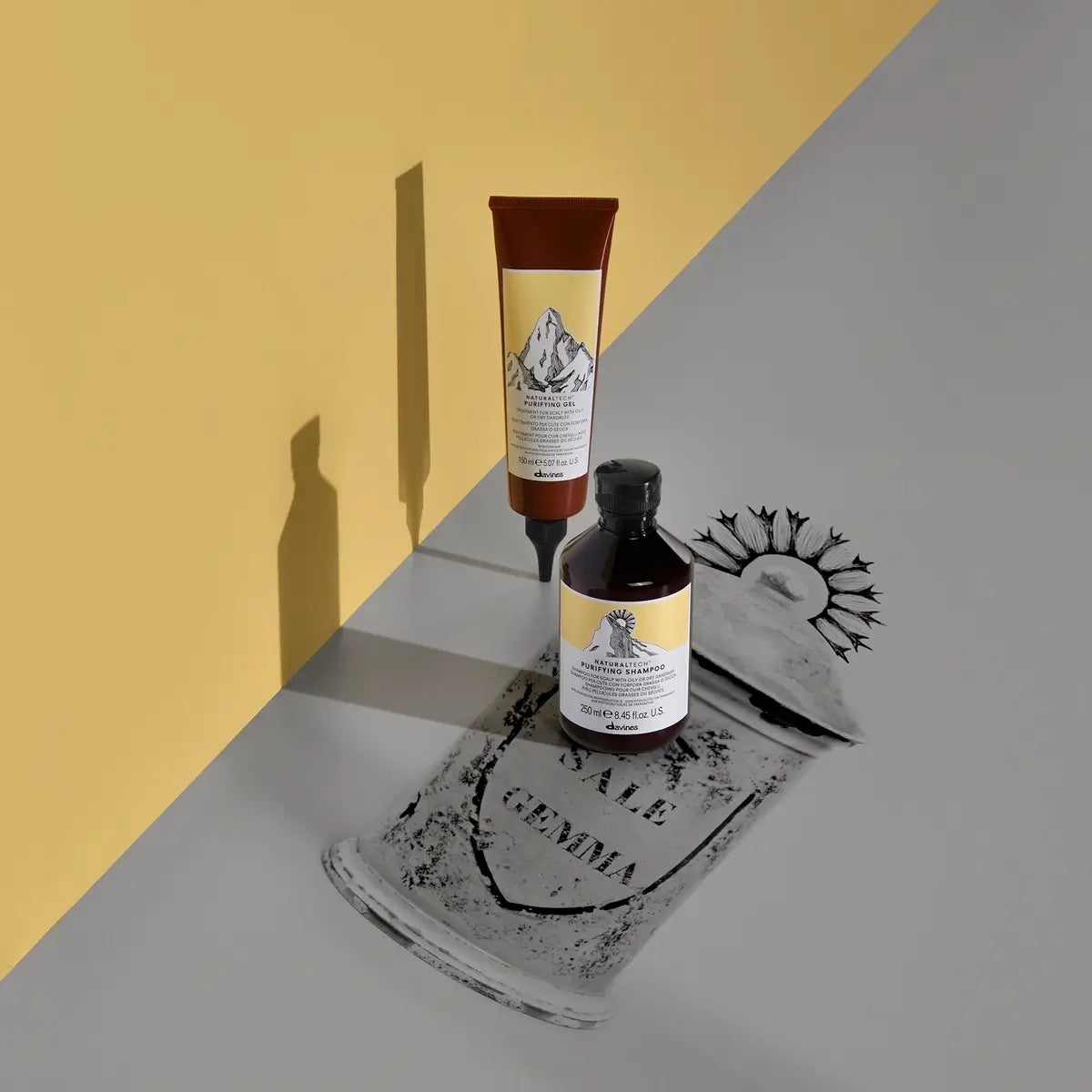 Davines Naturaltech Purifying Gel & Shampoo mit Hintergrund